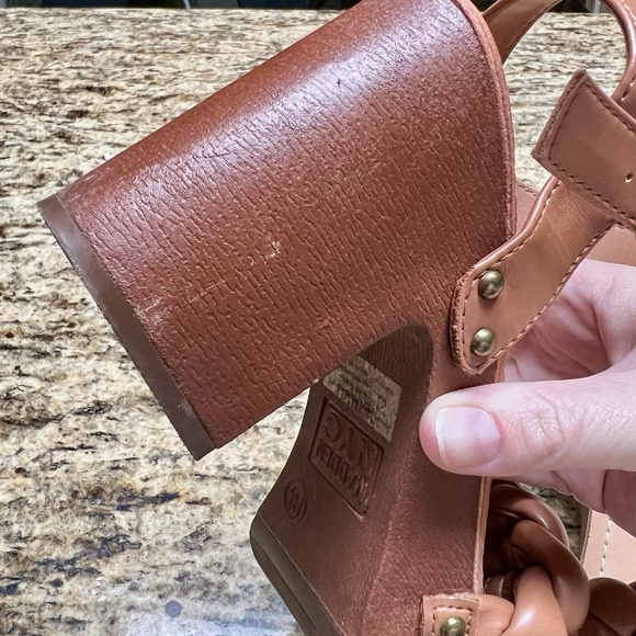 Madden NYC Women Tan Braided Platform Block Heel Sandals Ankle Strap Size 8.5 - Picture 10 of 13